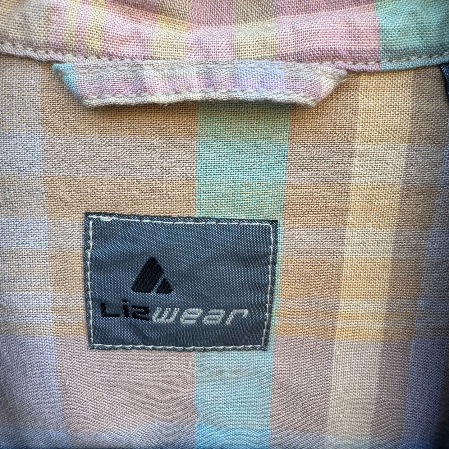 Lizwear Vintage 80s Pastel Plaid Womens Elastic Drawstring Waist Retro Jacket LG