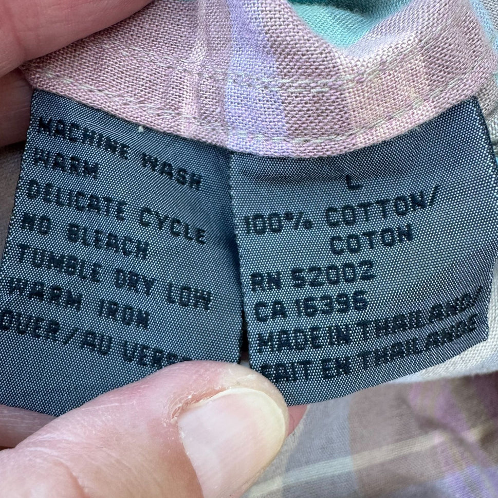 Lizwear Vintage 80s Pastel Plaid Womens Elastic Drawstring Waist Retro Jacket LG