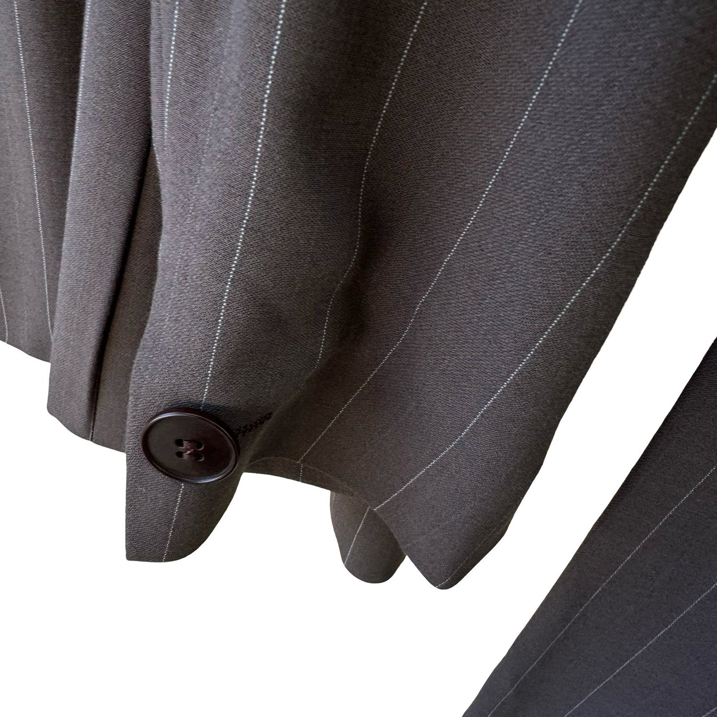 Giorgio Armani Le Collezioni Vintage Pinstripe Pant Suit Brown Wool Blend 14 NEW