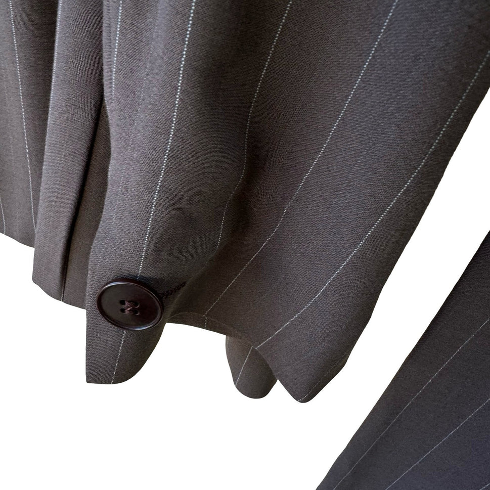 Giorgio Armani Le Collezioni Vintage Pinstripe Pant Suit Brown Wool Blend 14 NEW