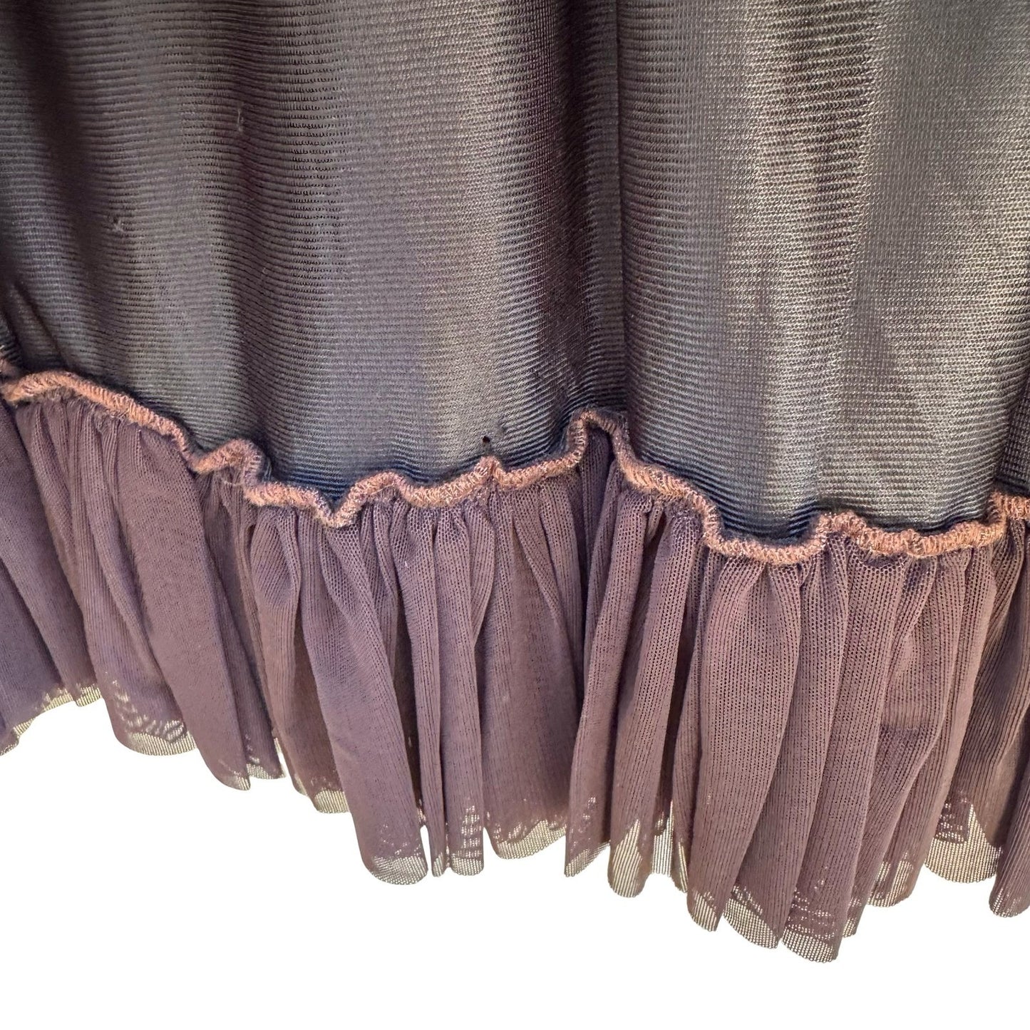 Louis Verdad Y2K Steampunk Tailored Pinstripe Deconstructed Mesh Hem Midi Skirt