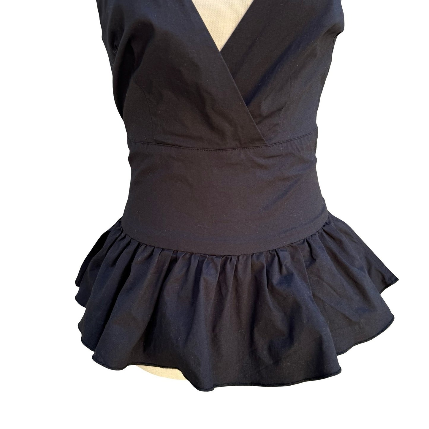 Louis Verdad Y2K Balletcore Coquette Minimalist Peplum Romantic Tie Shoulder Top