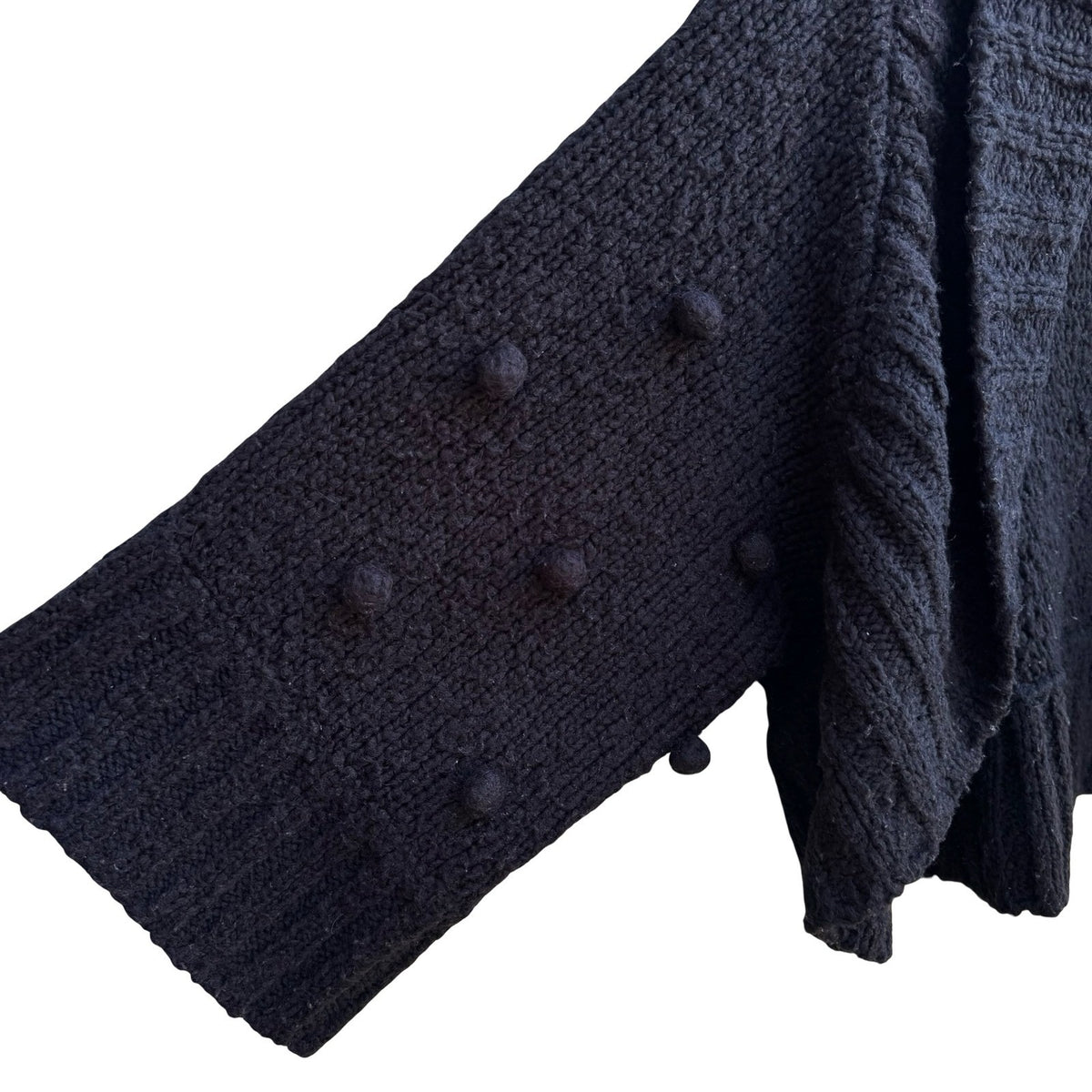Mac & Jac Boho Whimsigoth Pom Pom Chunky Knit Shrug Bolero Cropped Cardigan M