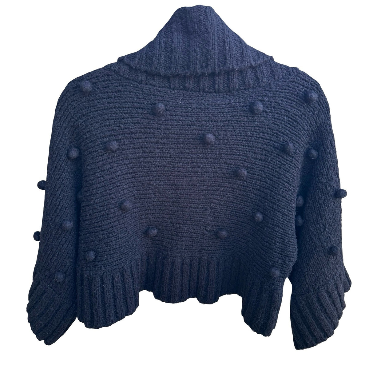 Mac & Jac Boho Whimsigoth Pom Pom Chunky Knit Shrug Bolero Cropped Cardigan M