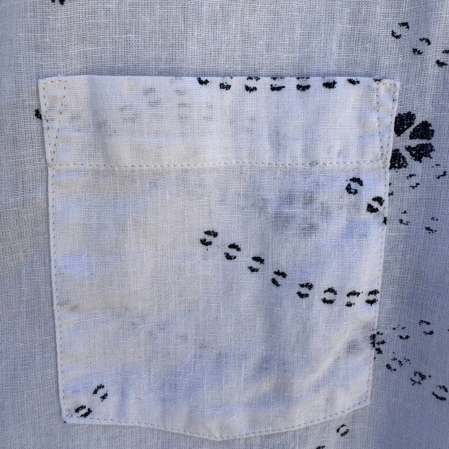 Sun + Stone Linen Cotton Floral Wave Coastal Resortwear Shirt Mens S White Beach