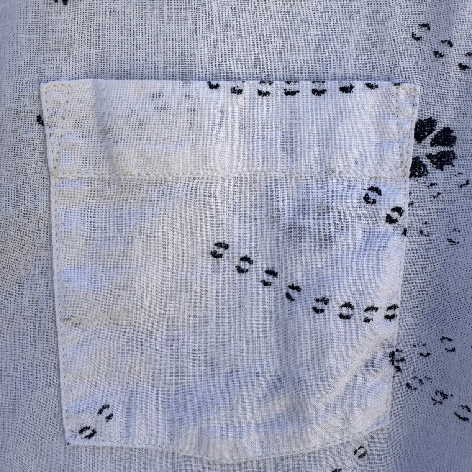 Sun + Stone Linen Cotton Floral Wave Coastal Resortwear Shirt Mens S White Beach