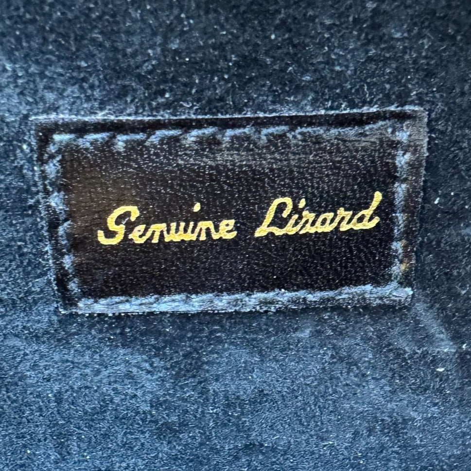 Donna Karan Vintage Black Genuine Lizard Leather Clasp Clutch Purse Snap Closure