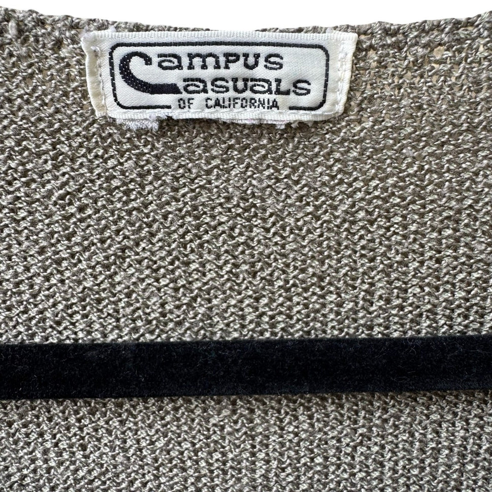 Campus Casuals of California Vintage 70s Coastal Minimalist Crochet Bib Knit Top