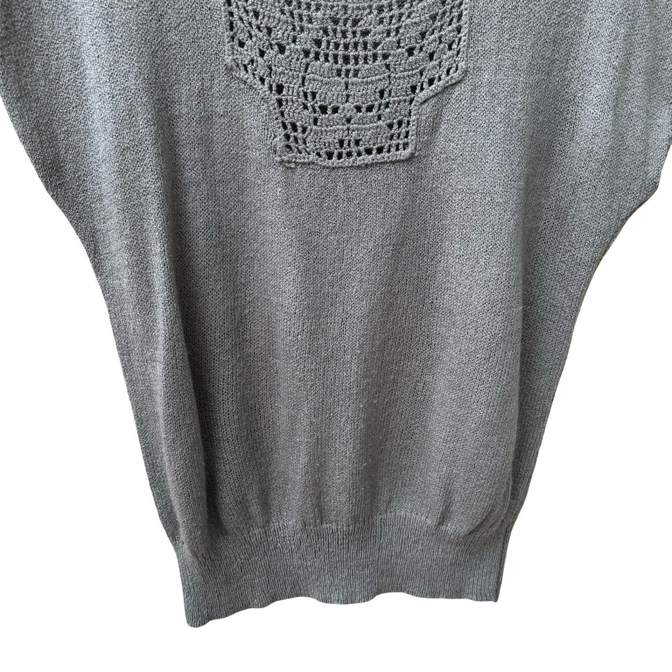 Campus Casuals of California Vintage 70s Coastal Minimalist Crochet Bib Knit Top
