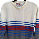 Switch Campusport Vintage 70s Mens Preppy Striped Crew Neck Knit Academia Sweater M 2 image