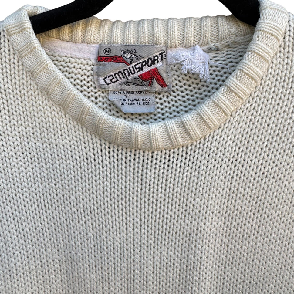 Campusport Vintage 70s Mens Preppy Striped Crew Neck Knit Academia Sweater M