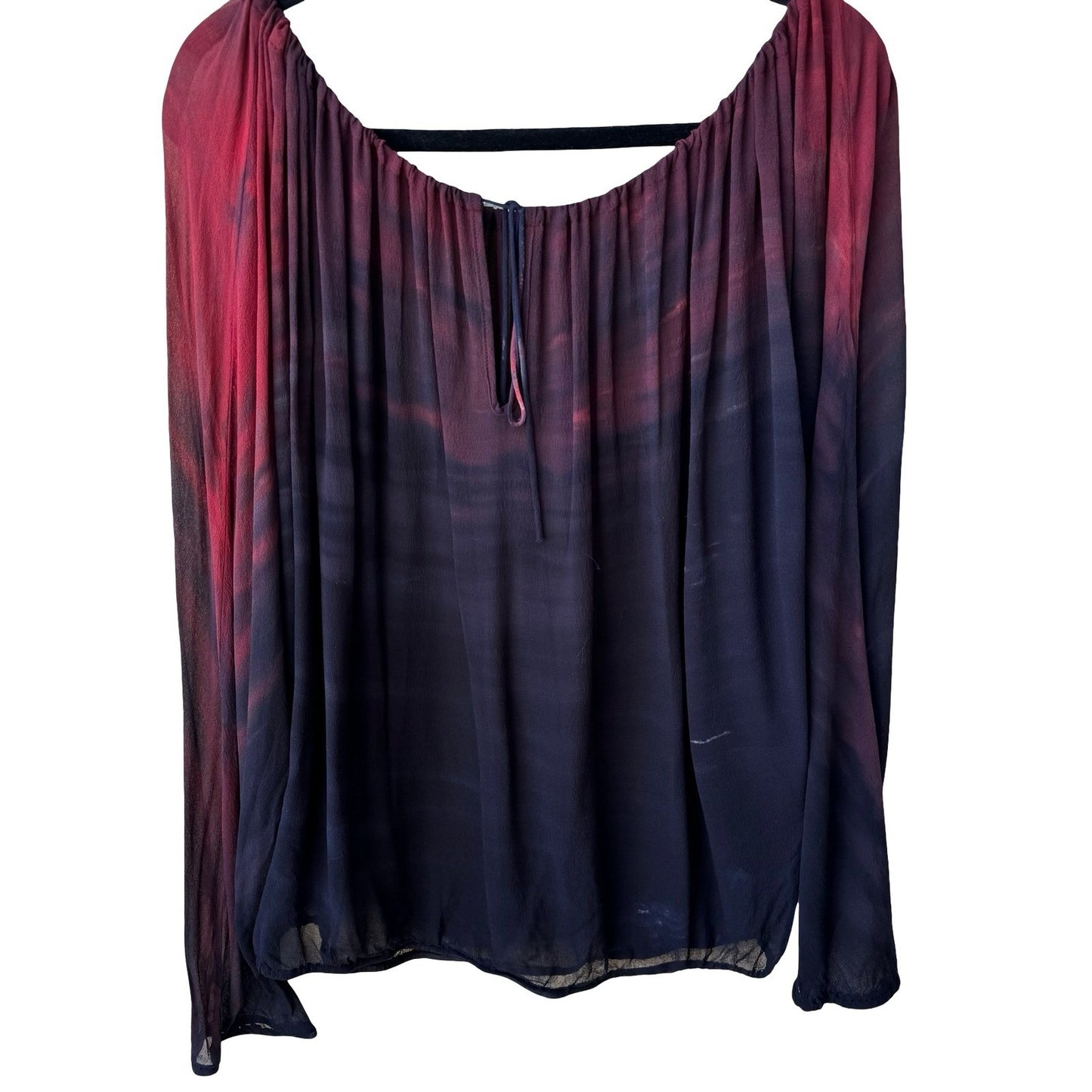 Boho Ethereal Whimsigoth Tie Dye Sheer Goth Edgy Flowy Blouse Off Shoulder L