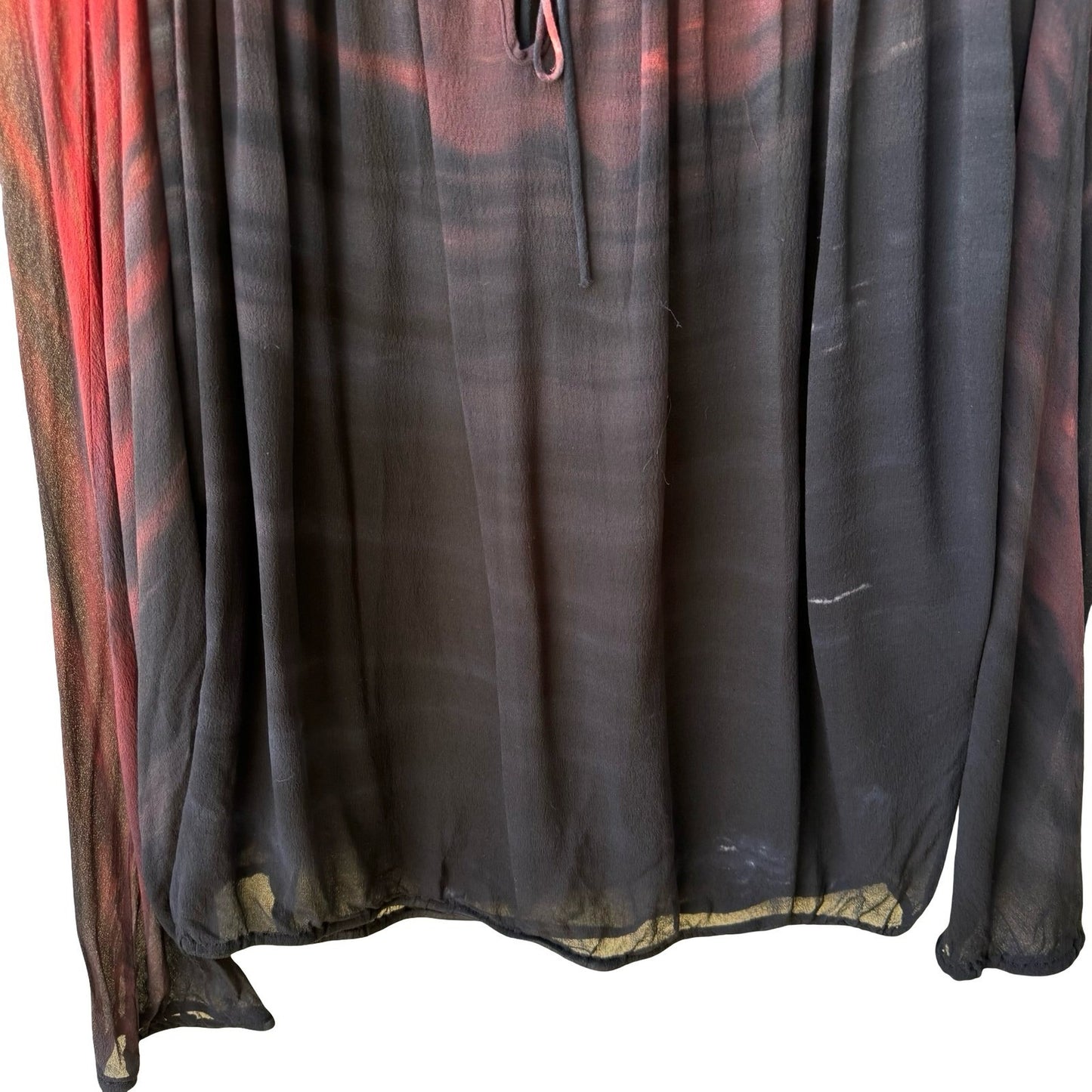Boho Ethereal Whimsigoth Tie Dye Sheer Goth Edgy Flowy Blouse Off Shoulder L