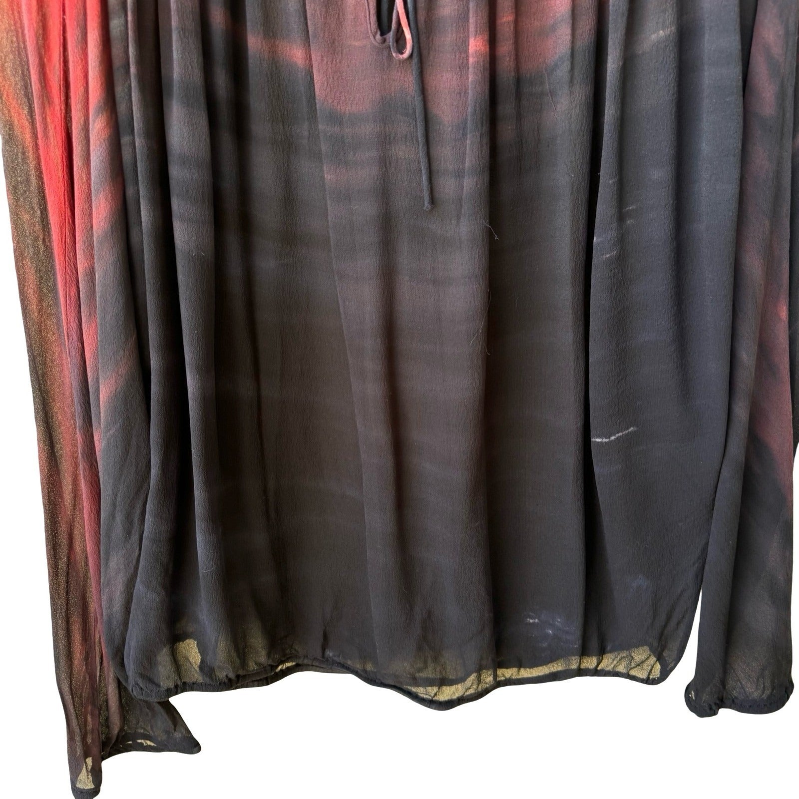 Boho Ethereal Whimsigoth Tie Dye Sheer Goth Edgy Flowy Blouse Off Shoulder L