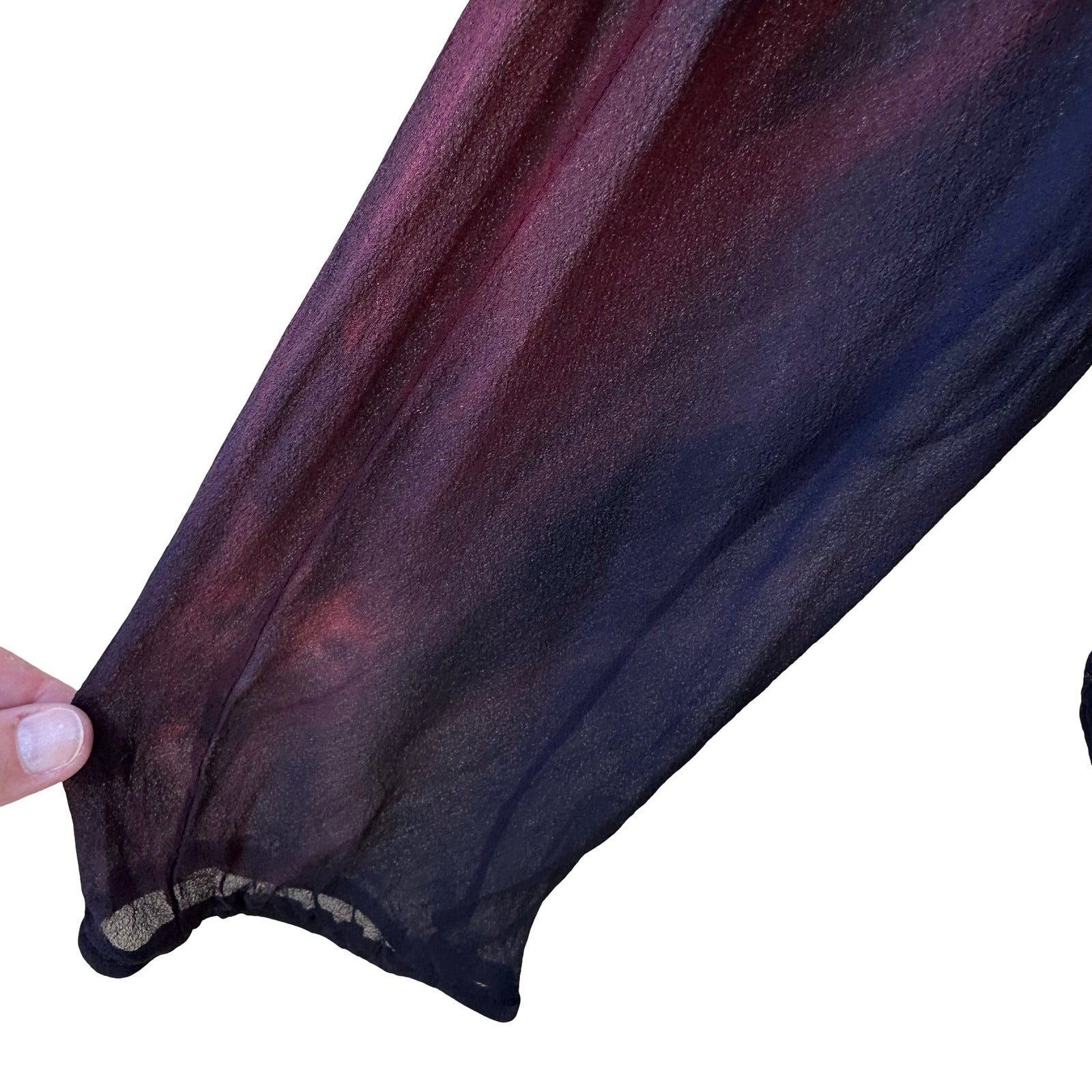 Boho Ethereal Whimsigoth Tie Dye Sheer Goth Edgy Flowy Blouse Off Shoulder L