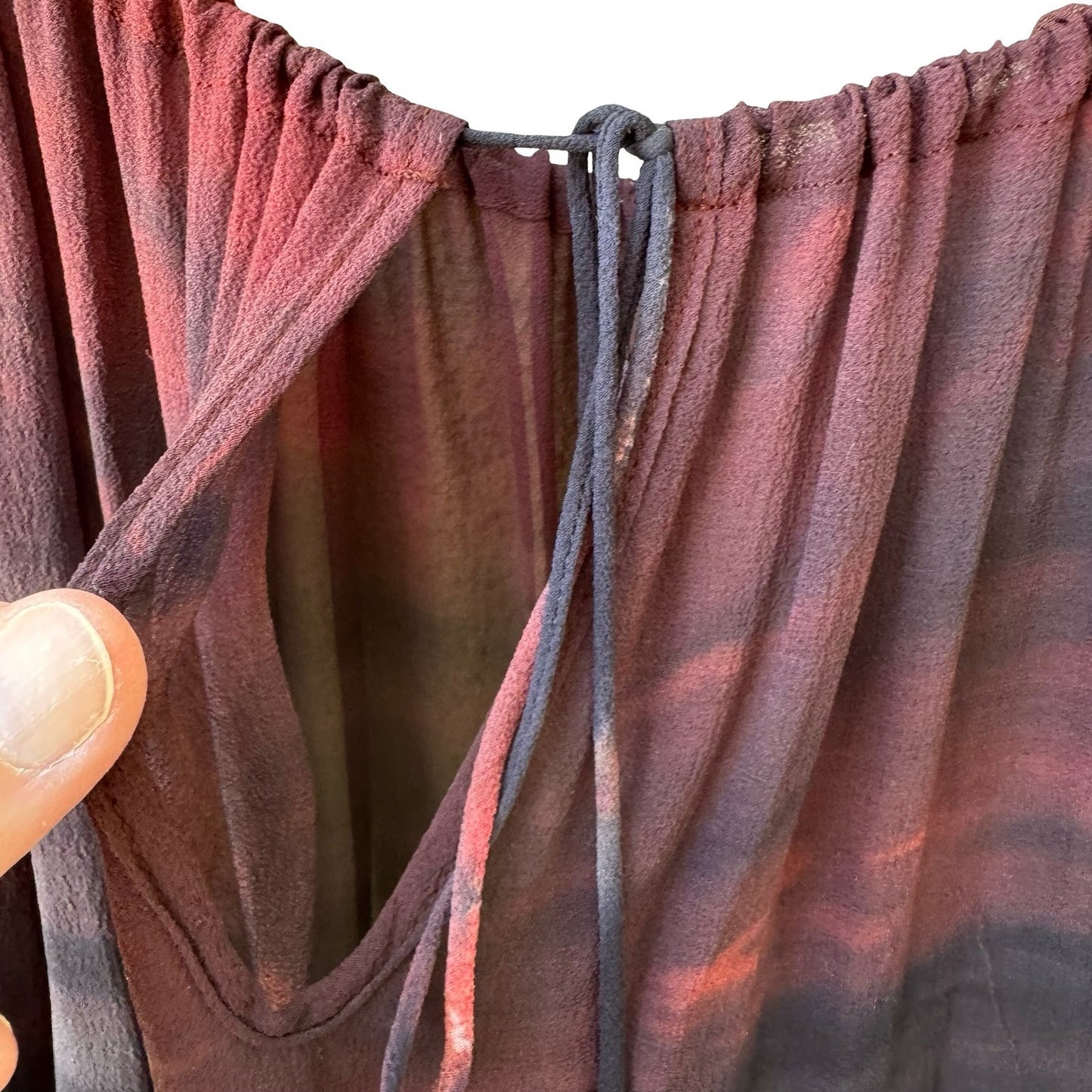 Boho Ethereal Whimsigoth Tie Dye Sheer Goth Edgy Flowy Blouse Off Shoulder L