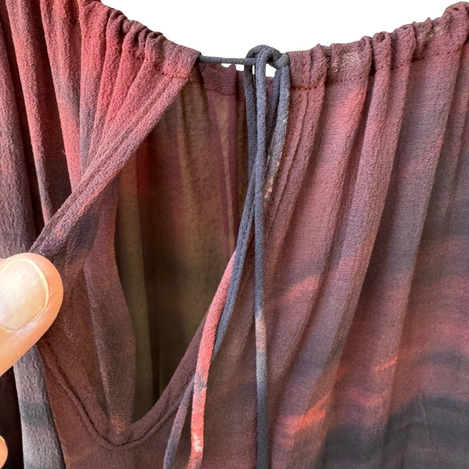 Boho Ethereal Whimsigoth Tie Dye Sheer Goth Edgy Flowy Blouse Off Shoulder L