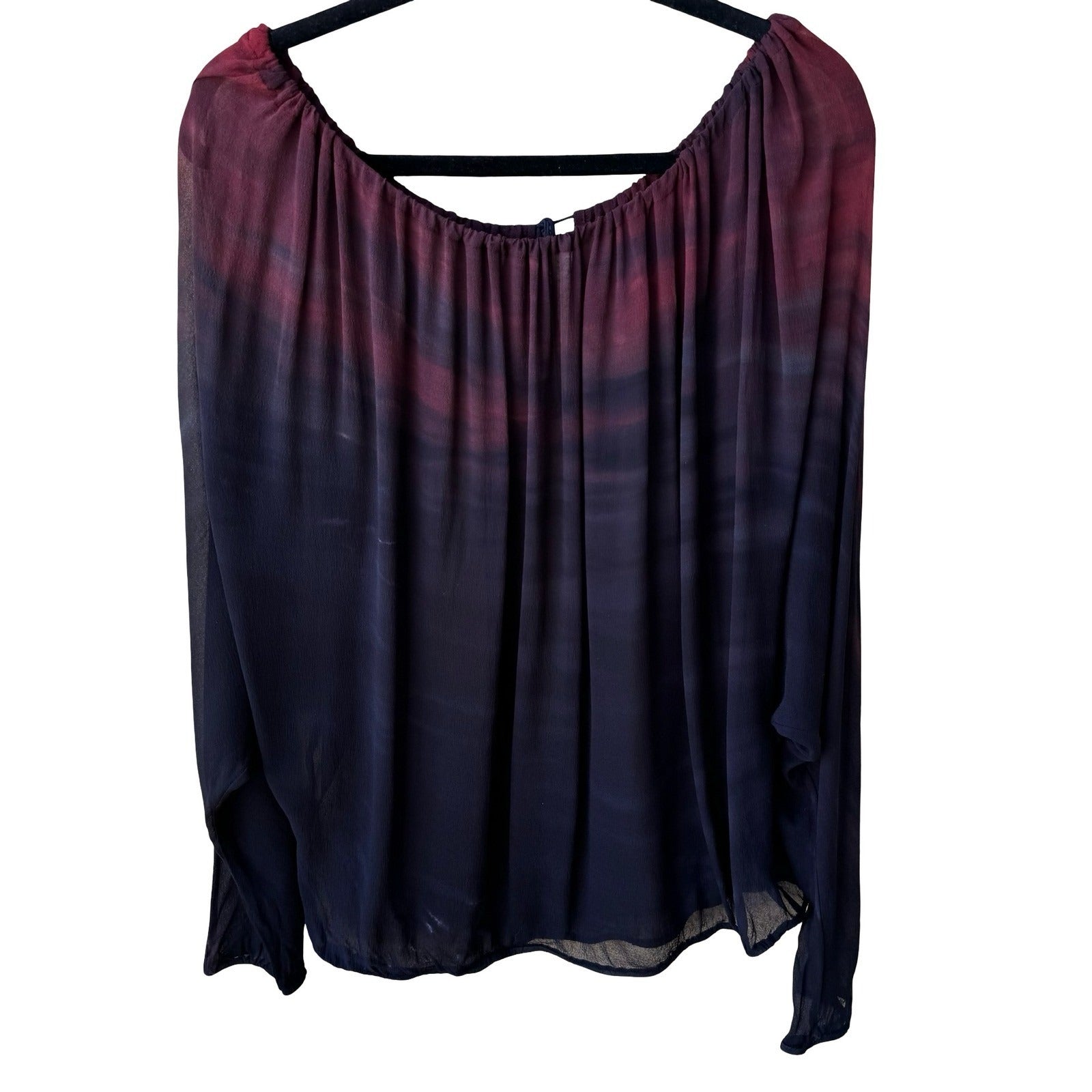 Boho Ethereal Whimsigoth Tie Dye Sheer Goth Edgy Flowy Blouse Off Shoulder L
