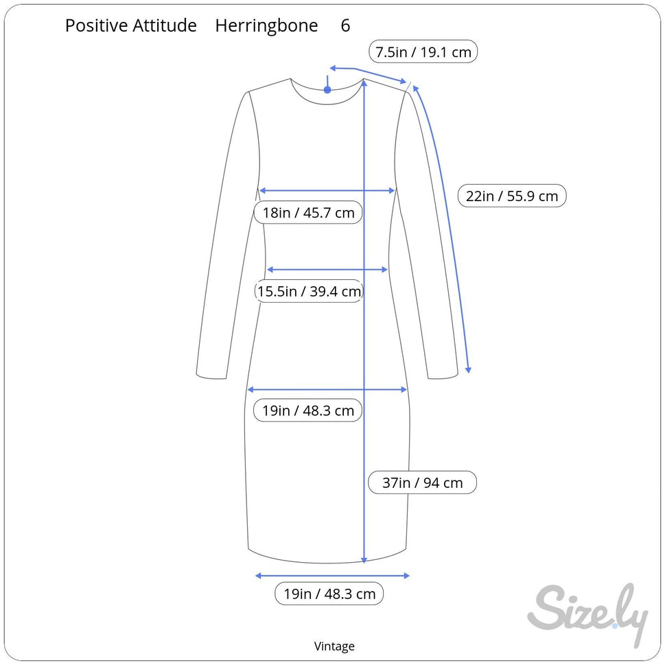 Positive Attitude Vintage 80s Herringbone Plaid Long-Sleeve Shift Dress Womens 6