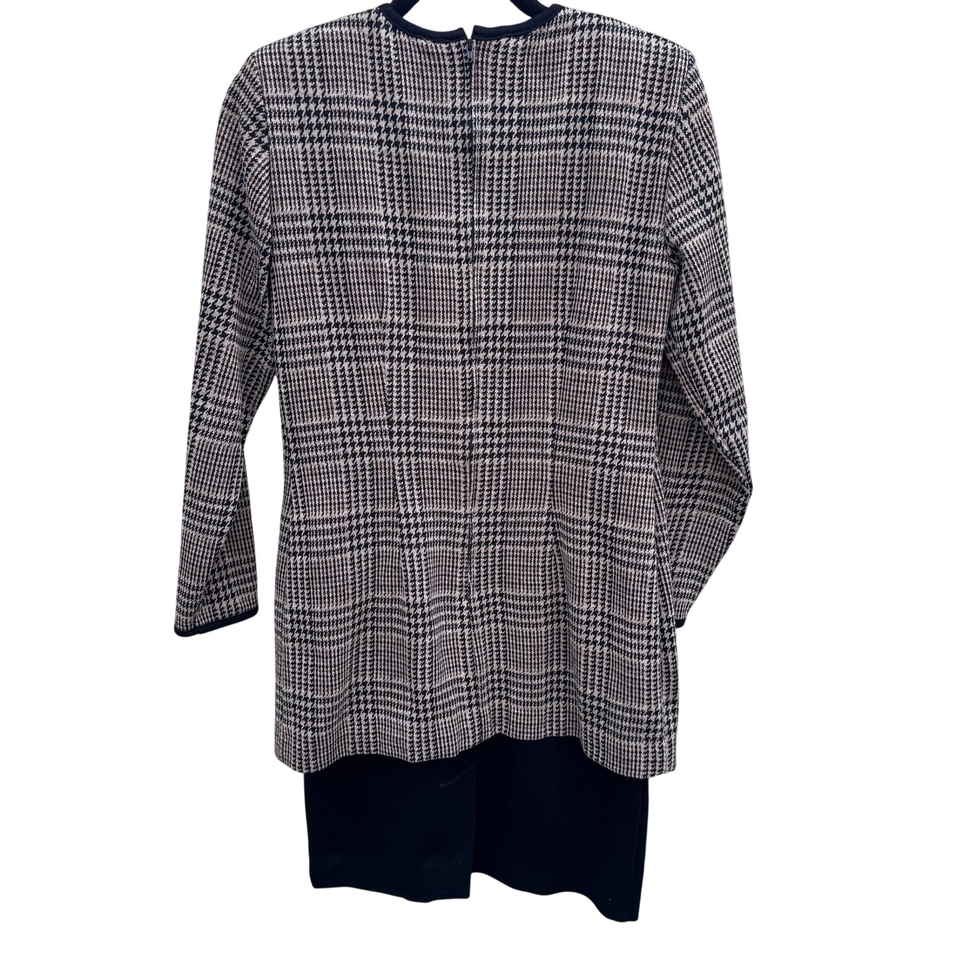 Positive Attitude Vintage 80s Herringbone Plaid Long-Sleeve Shift Dress Womens 6