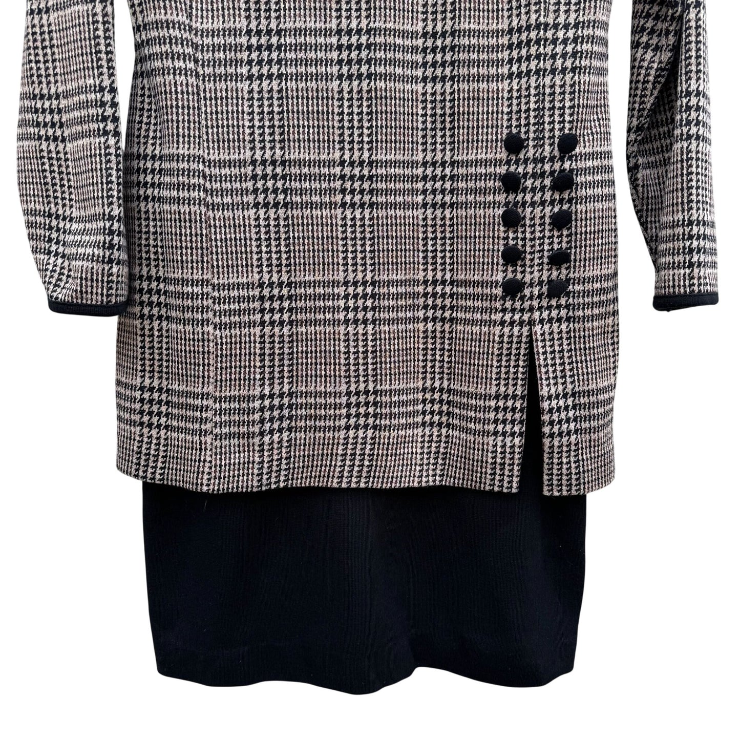 Positive Attitude Vintage 80s Herringbone Plaid Long-Sleeve Shift Dress Womens 6