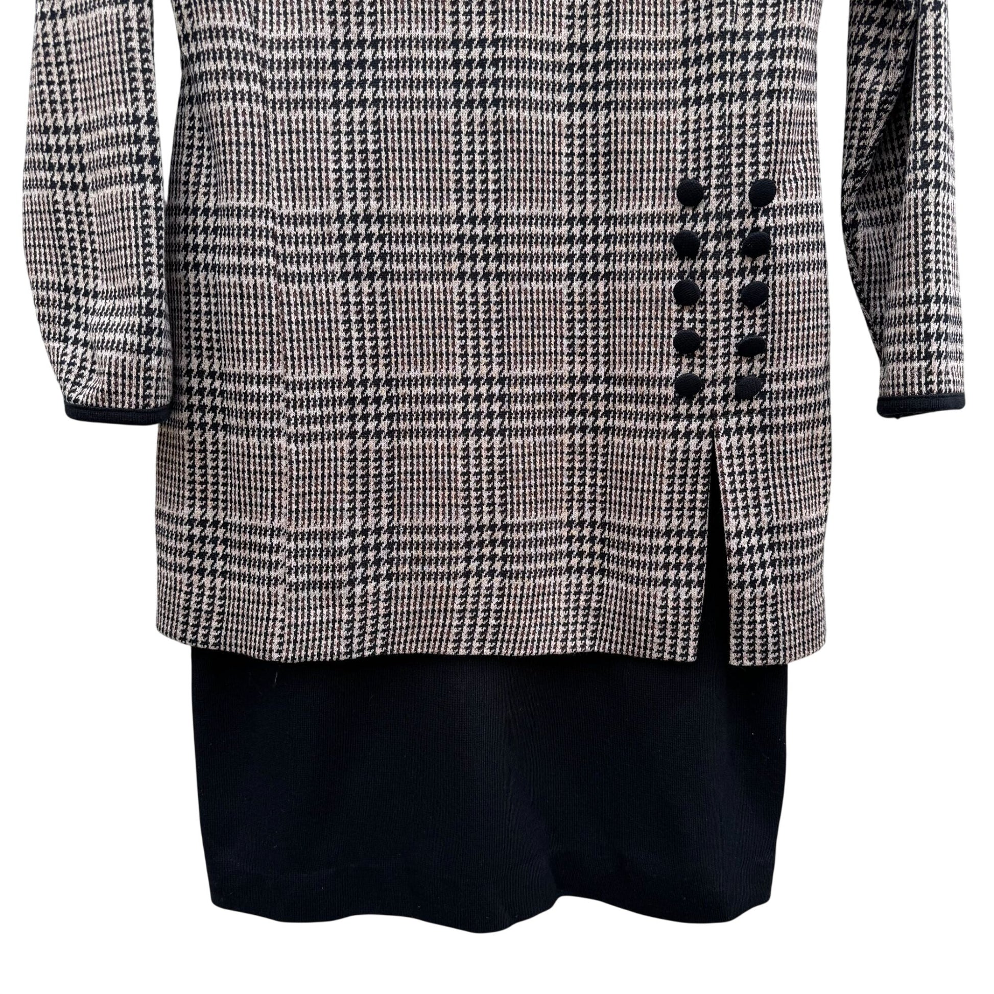 Positive Attitude Vintage 80s Herringbone Plaid Long-Sleeve Shift Dress Womens 6