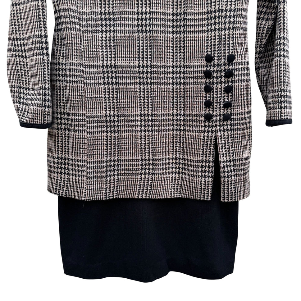 Positive Attitude Vintage 80s Herringbone Plaid Long-Sleeve Shift Dress Womens 6