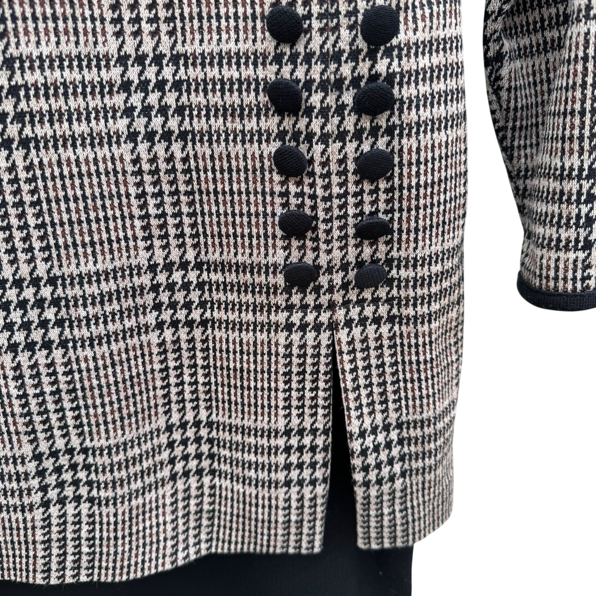 Positive Attitude Vintage 80s Herringbone Plaid Long-Sleeve Shift Dress Womens 6