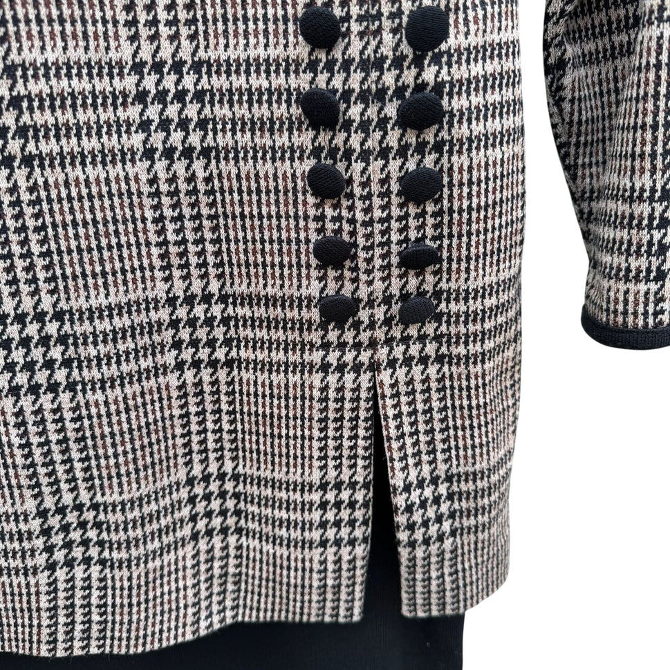 Positive Attitude Vintage 80s Herringbone Plaid Long-Sleeve Shift Dress Womens 6