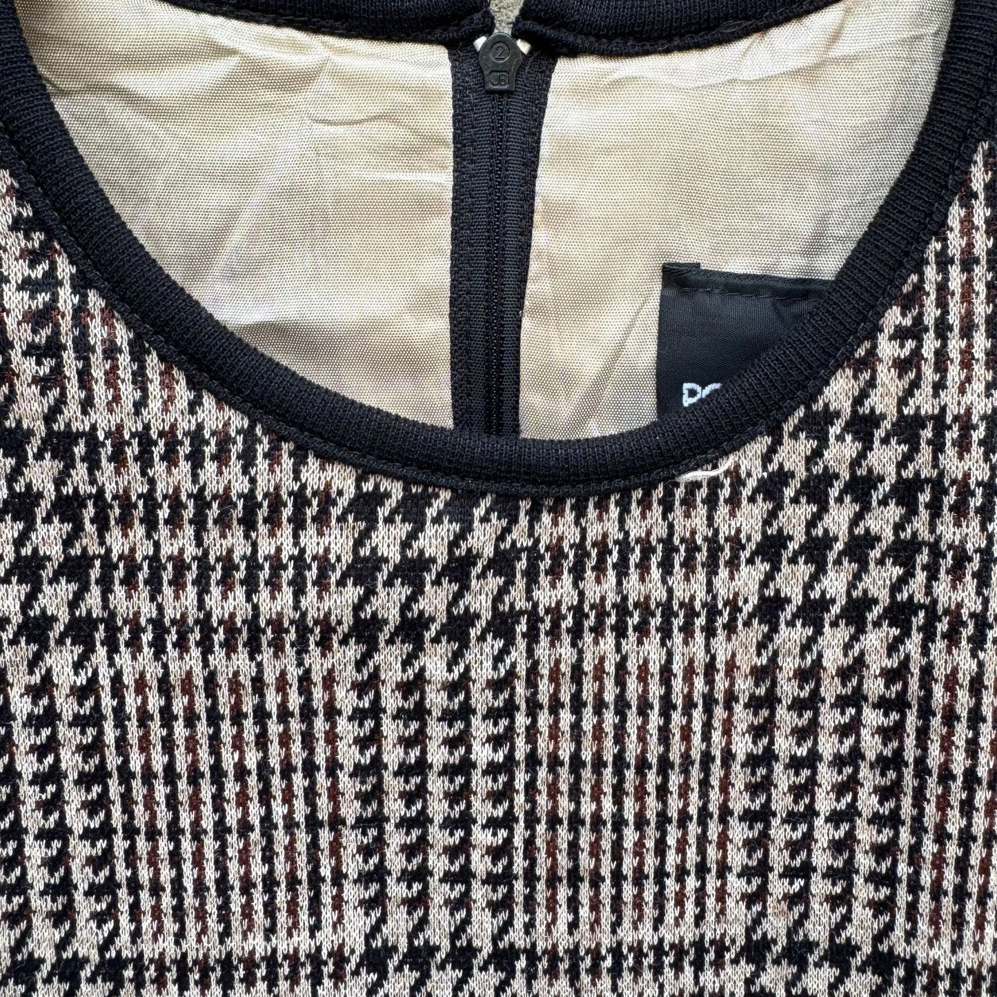 Positive Attitude Vintage 80s Herringbone Plaid Long-Sleeve Shift Dress Womens 6