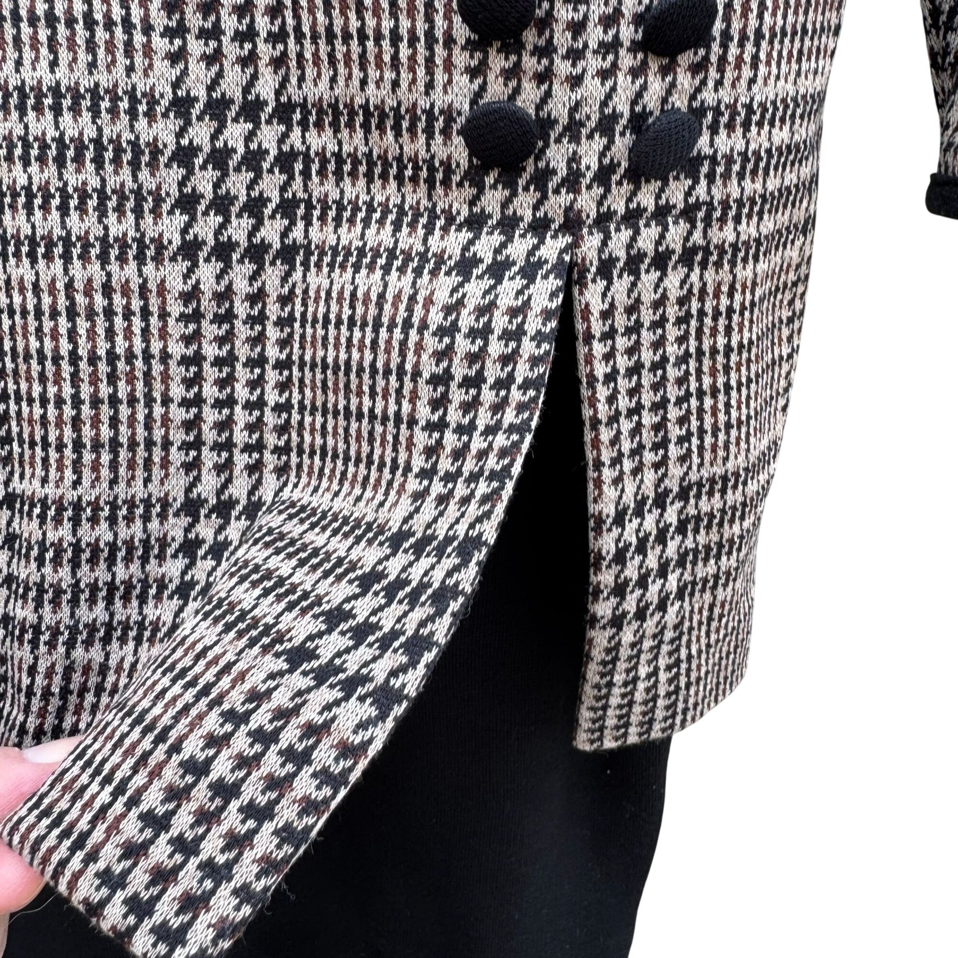 Positive Attitude Vintage 80s Herringbone Plaid Long-Sleeve Shift Dress Womens 6