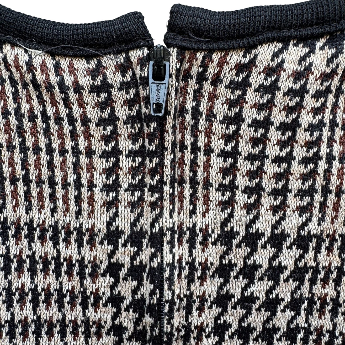 Positive Attitude Vintage 80s Herringbone Plaid Long-Sleeve Shift Dress Womens 6