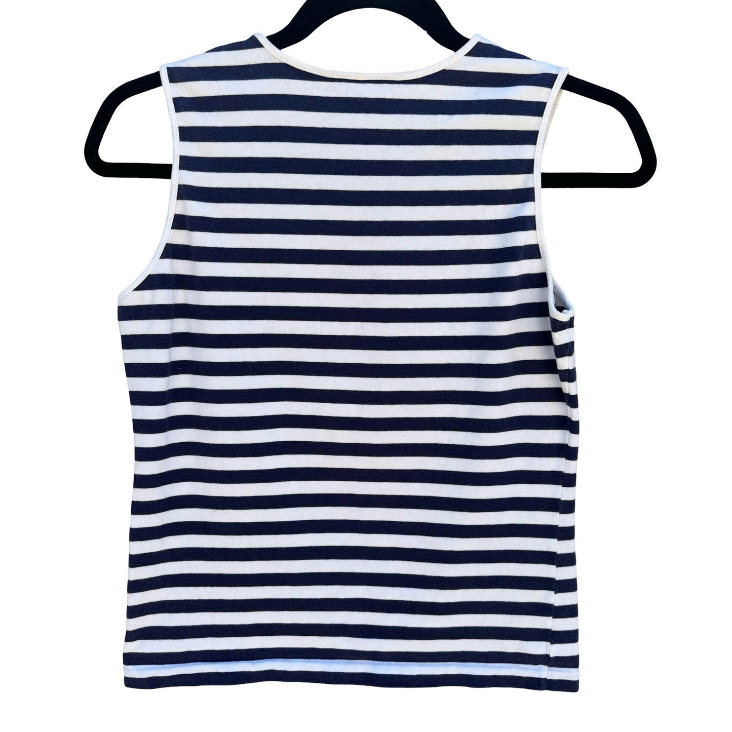 Agnes B Paris Y2K Navy Stripe Cotton Sleeveless Top French Girl Parisian Breton