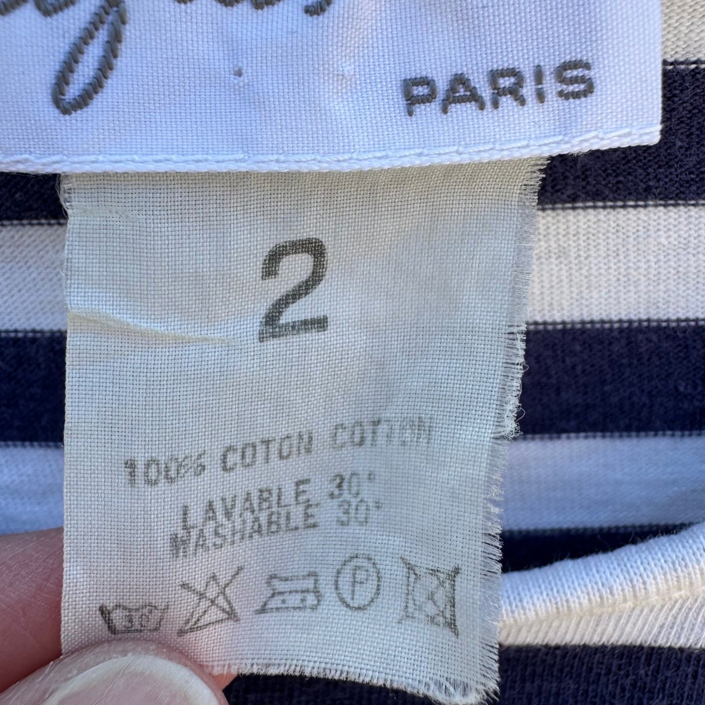 Agnes B Paris Y2K Navy Stripe Cotton Sleeveless Top French Girl Parisian Breton