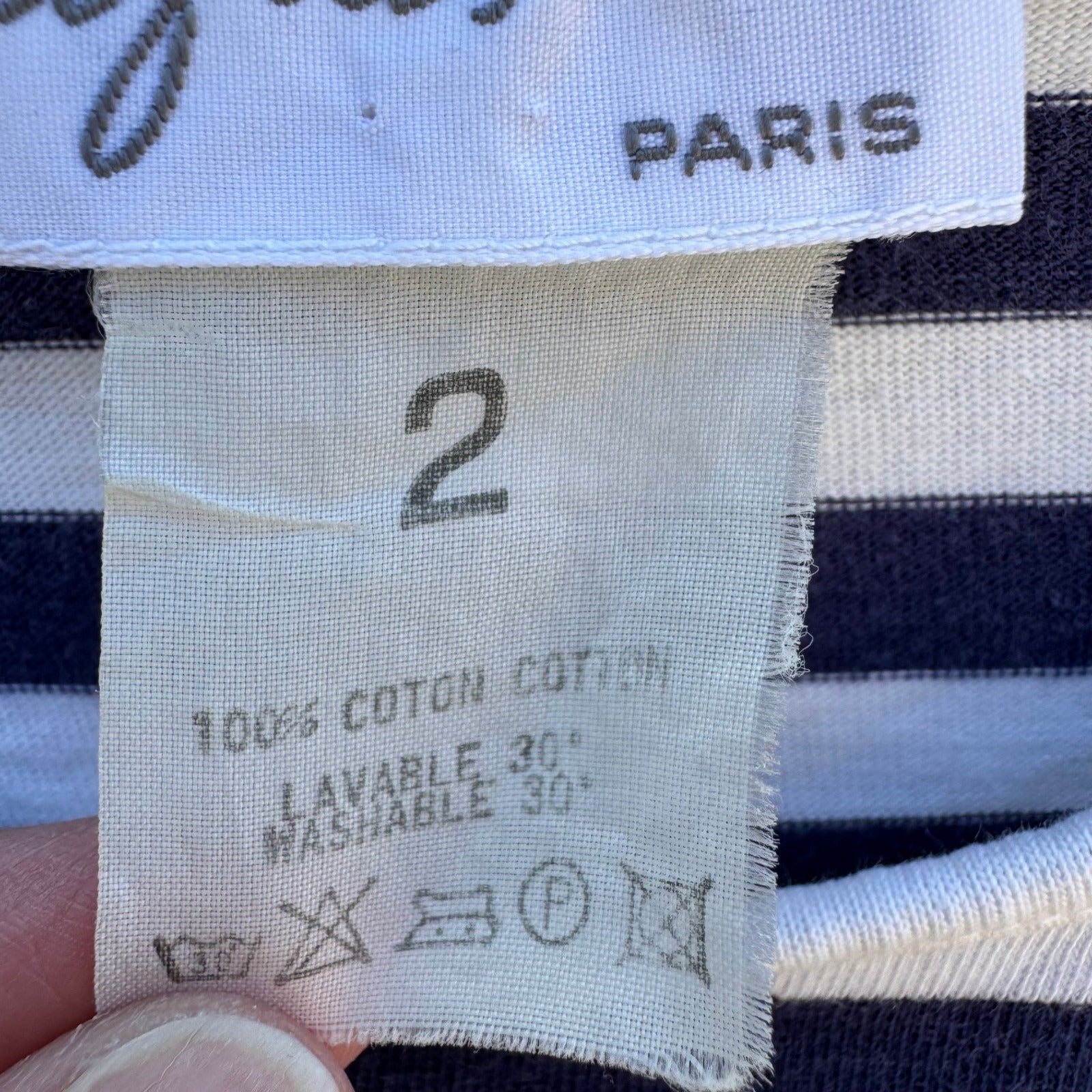 Agnes B Paris Y2K Navy Stripe Cotton Sleeveless Top French Girl Parisian Breton