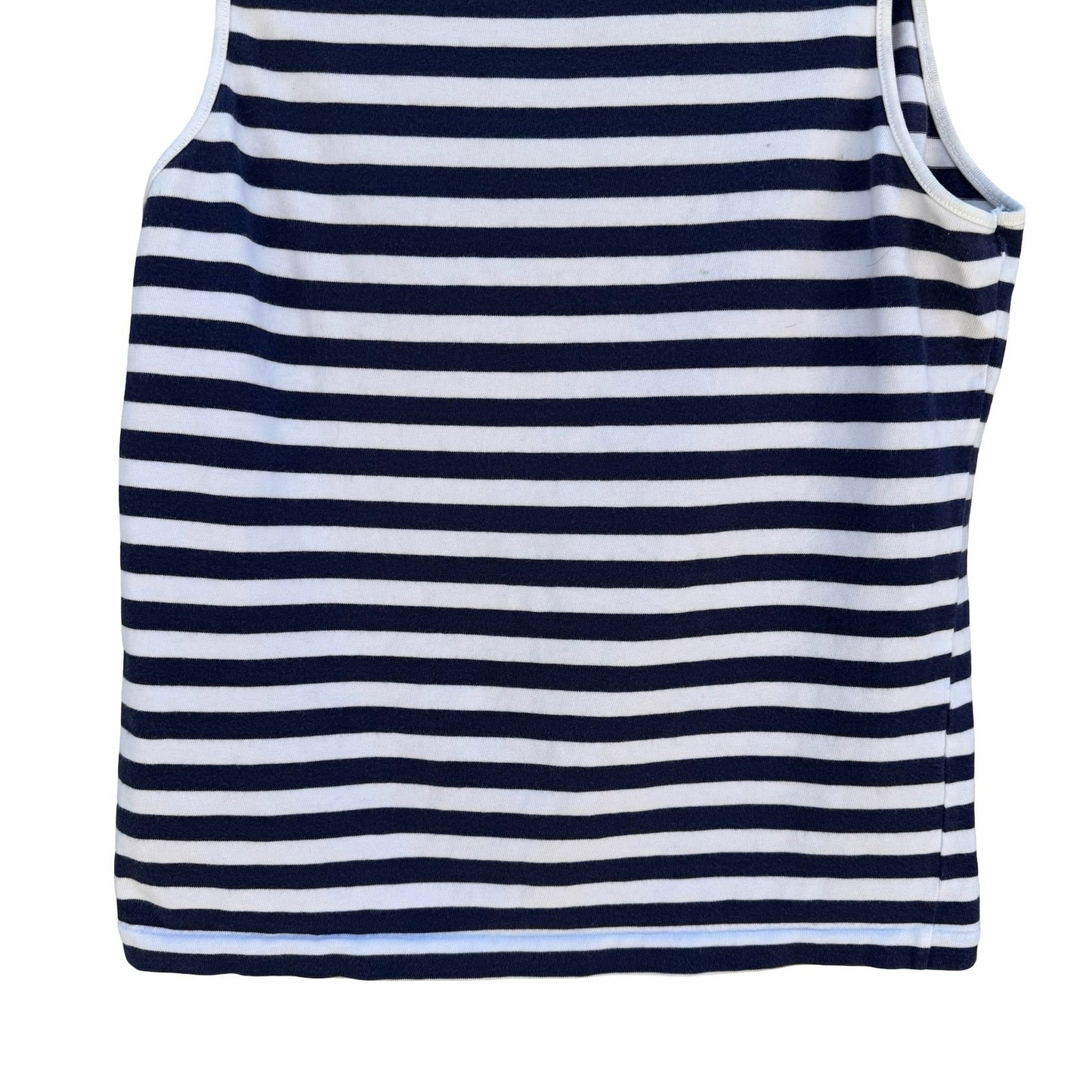 Agnes B Paris Y2K Navy Stripe Cotton Sleeveless Top French Girl Parisian Breton