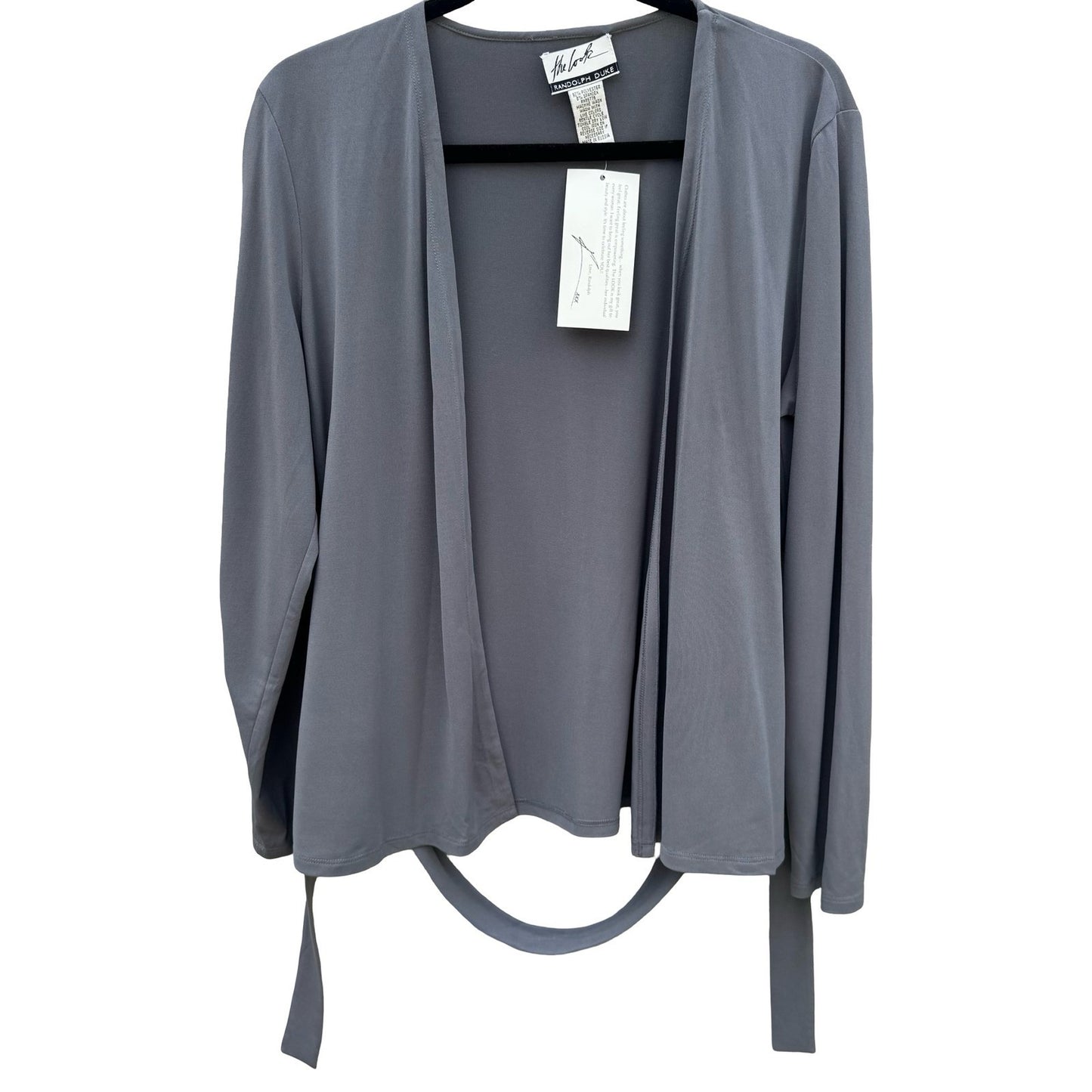 Randolph Duke The Look Womens Gray Open Front Tie Waist Cardigan Minimalist NEW