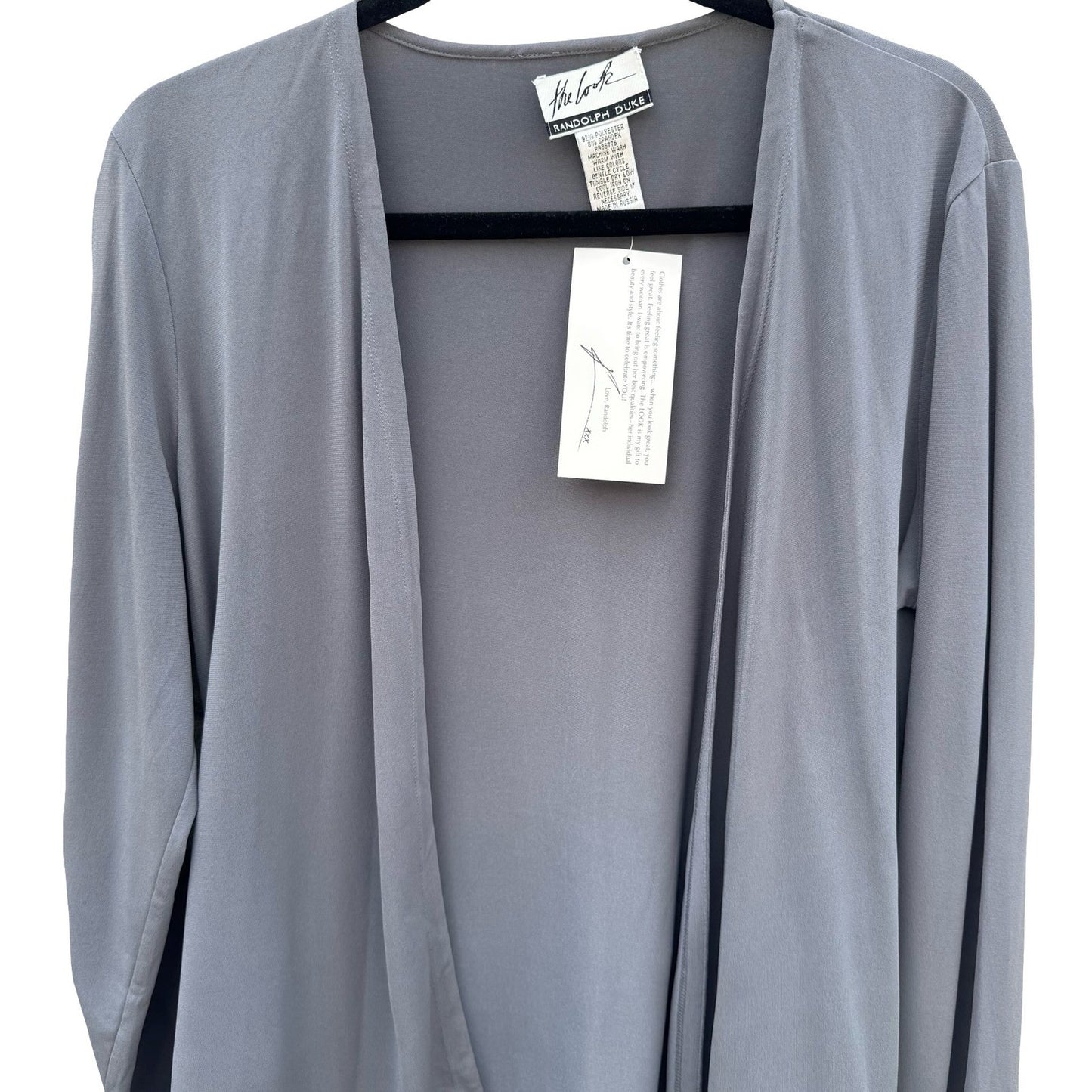 Randolph Duke The Look Womens Gray Open Front Tie Waist Cardigan Minimalist NEW