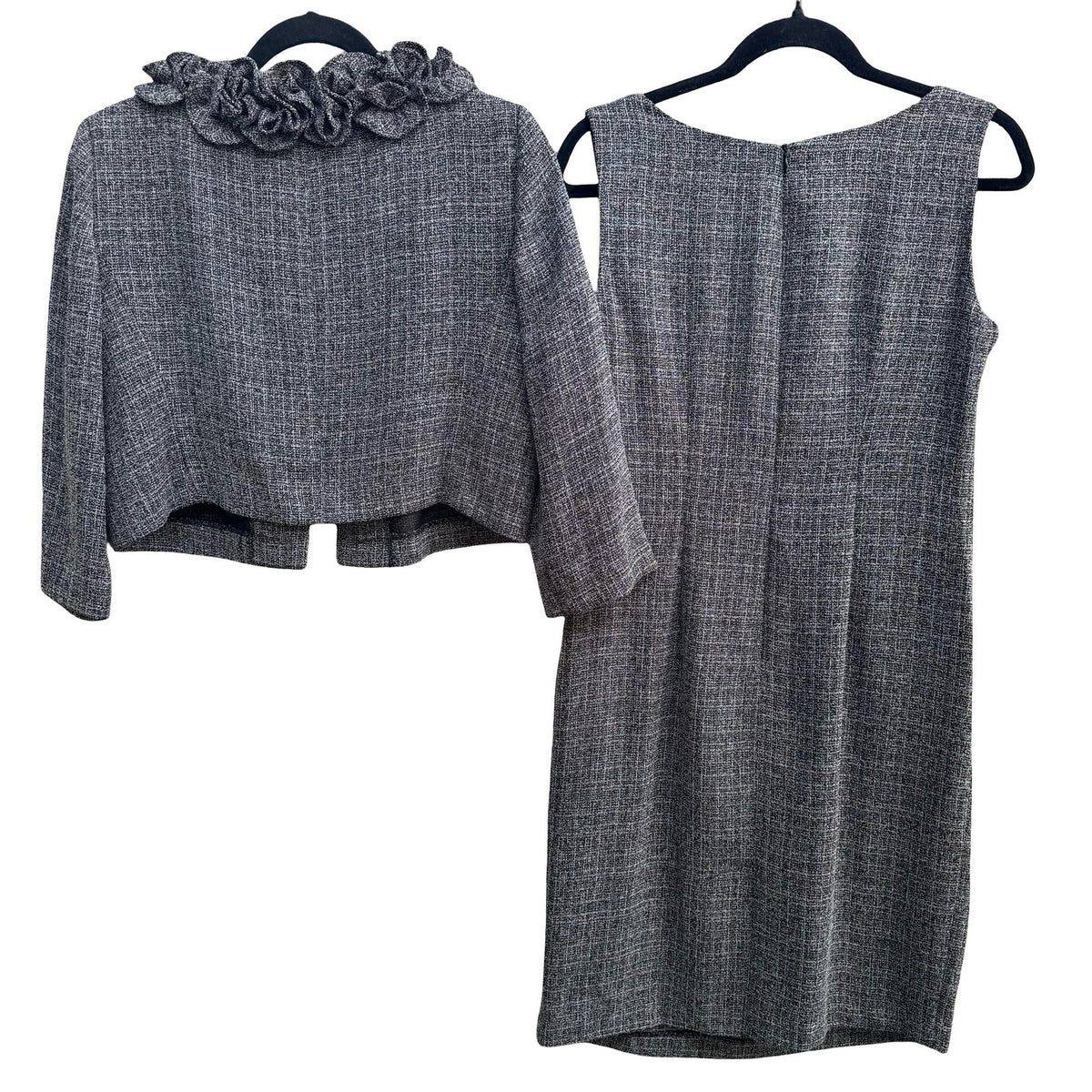 Danny & Nicole Ruffle Tweed Elegant Sheath Dress Bolero Suit Set Wedding Guest 8