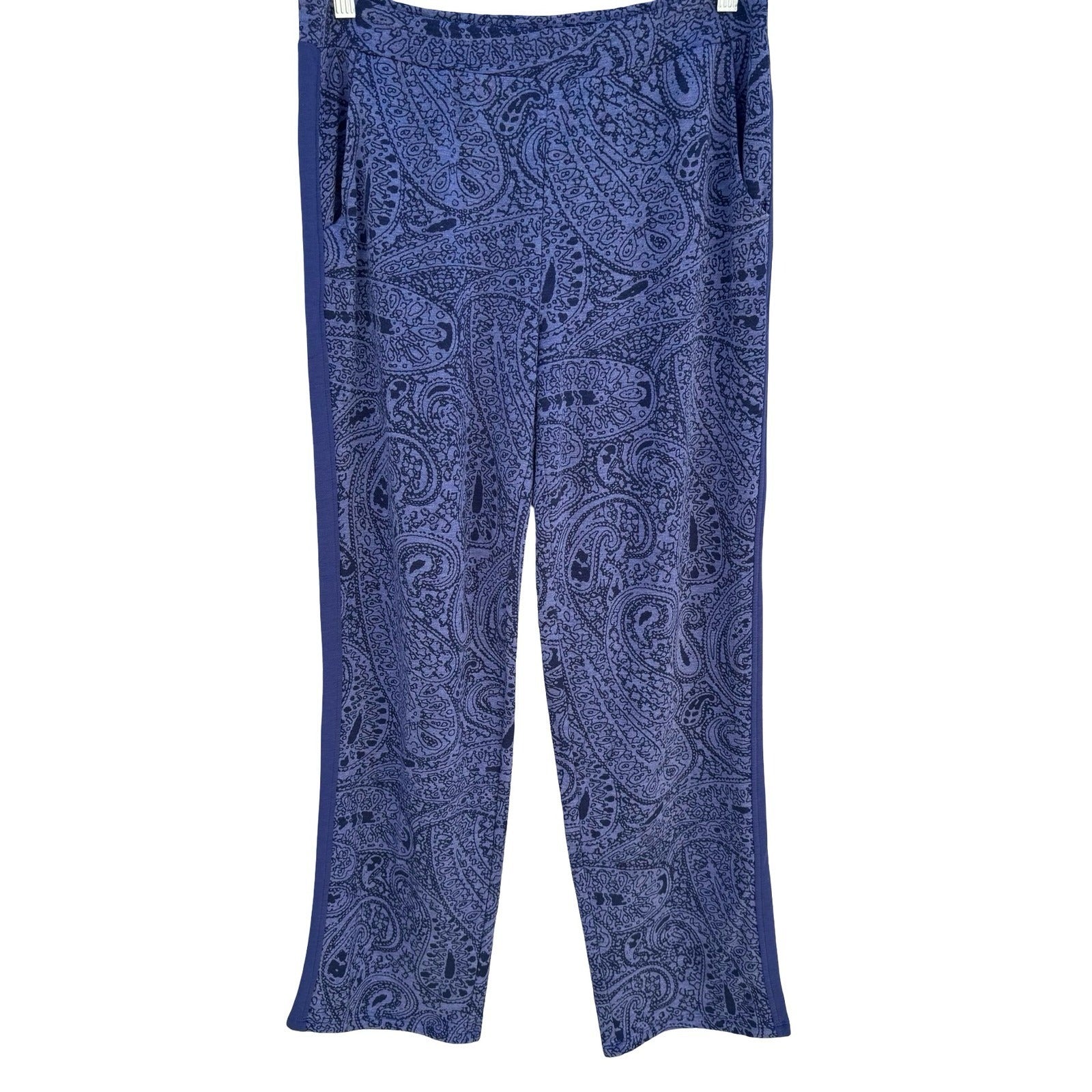 Cuddl Duds Paisley Comfortwear Lounge Pants Relaxed Fit Womens M Blue Sleepwear