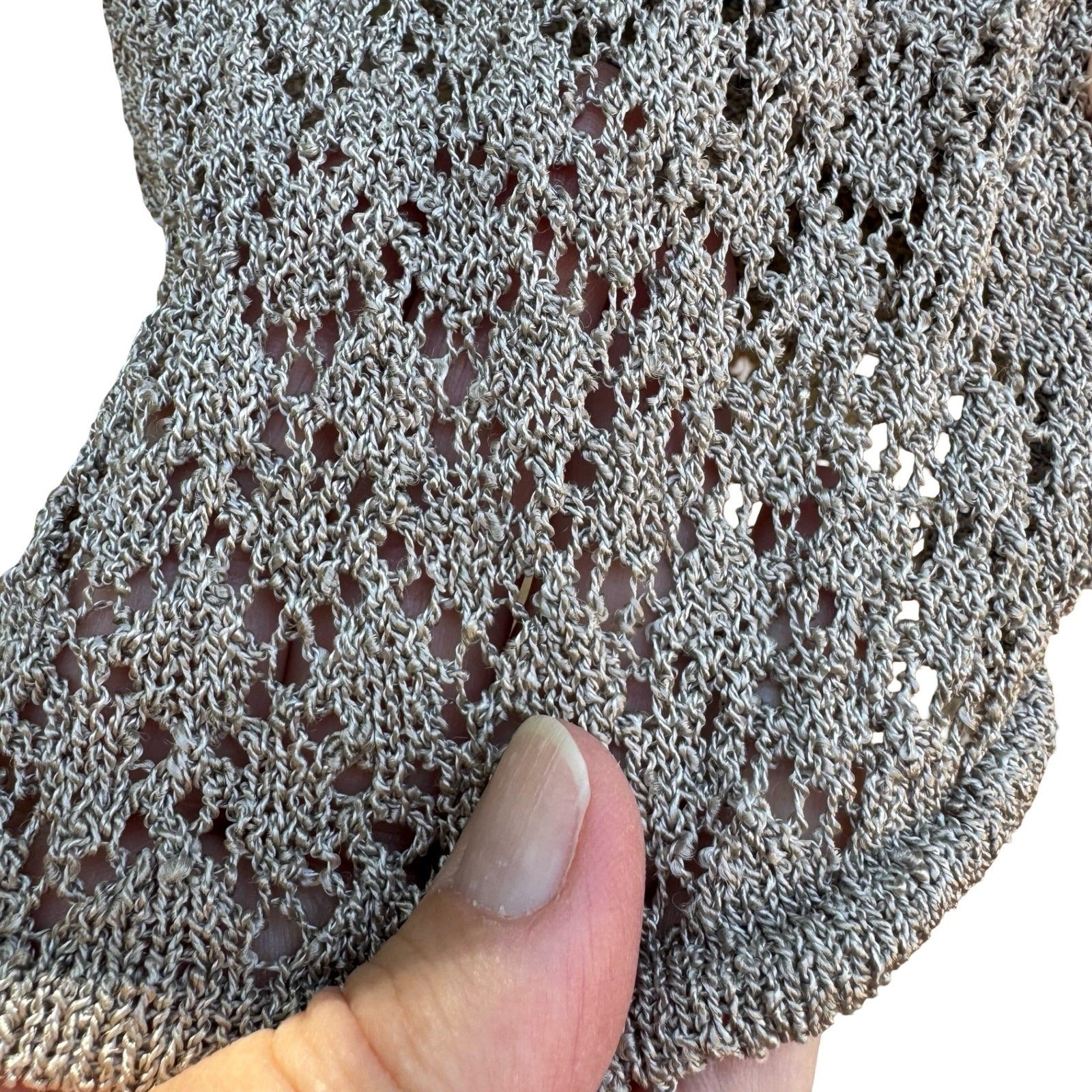 Bette Paige Y2K 90s Coquette Balletcore Fairycore Pointelle Knit Cardigan Grey S
