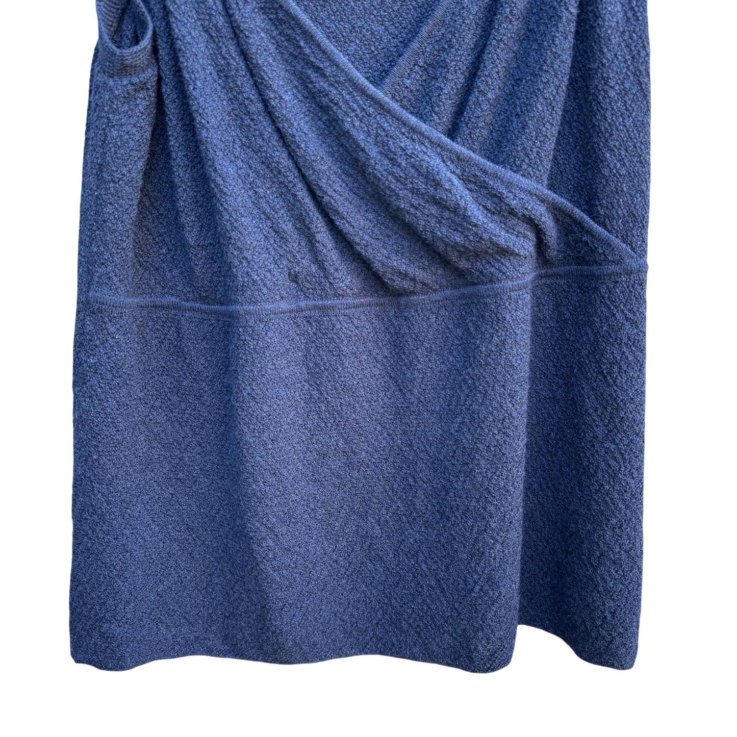 Eileen Fisher Vintage Italian Yarn Womens Navy Wool Wrap Peplum V Neck Tank Top L