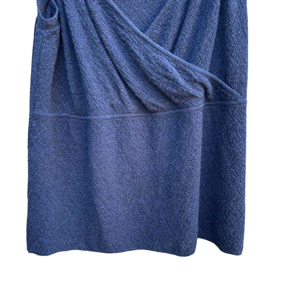 Eileen Fisher Vintage Italian Yarn Womens Navy Wool Wrap Peplum V Neck Tank Top L