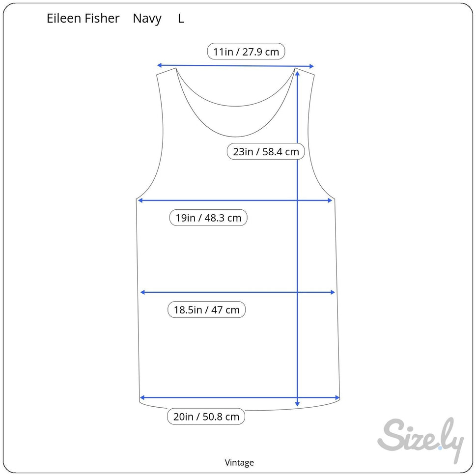 Eileen Fisher Vintage Italian Yarn Womens Navy Wool Wrap Peplum V Neck Tank Top L