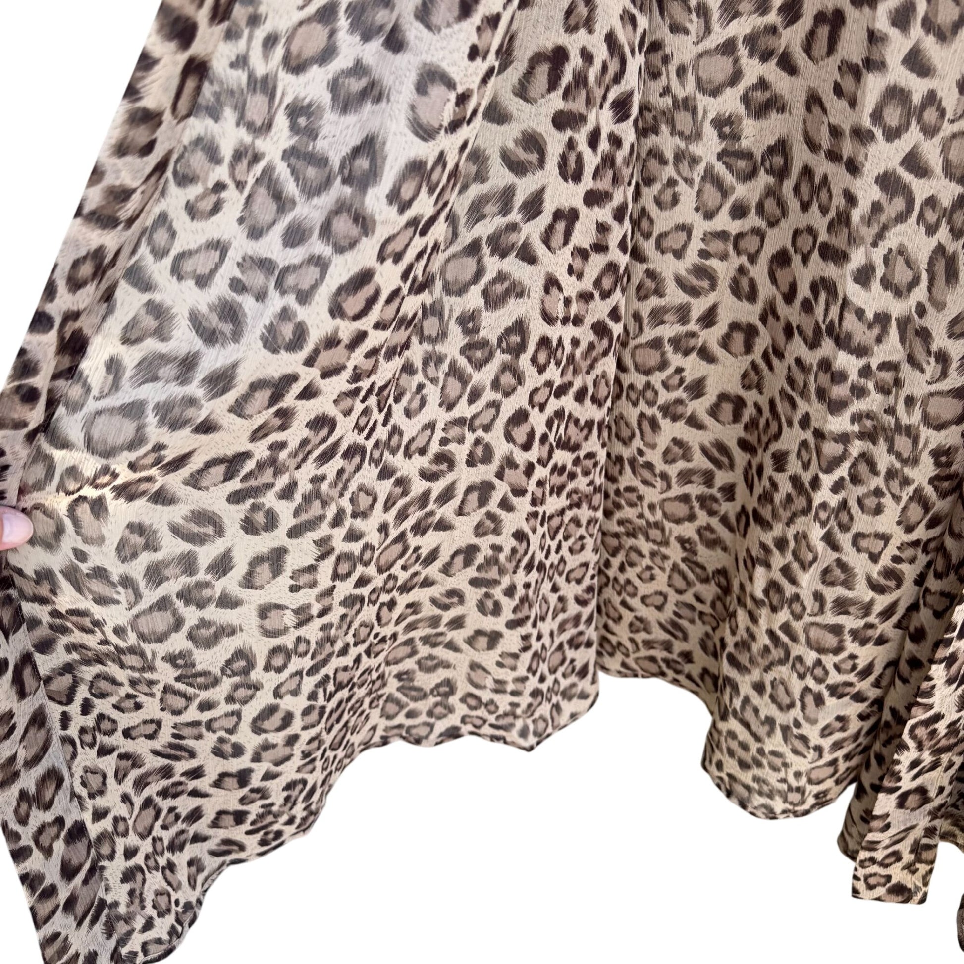 Susan Graver Womens Leopard Animal Print Semi Sheer Duster Cardigan Kimono OS