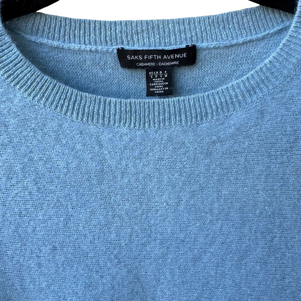 Saks Fifth Avenue Cashmere Quiet Luxury Old Money Preppy Sweater Pastel Blue XS