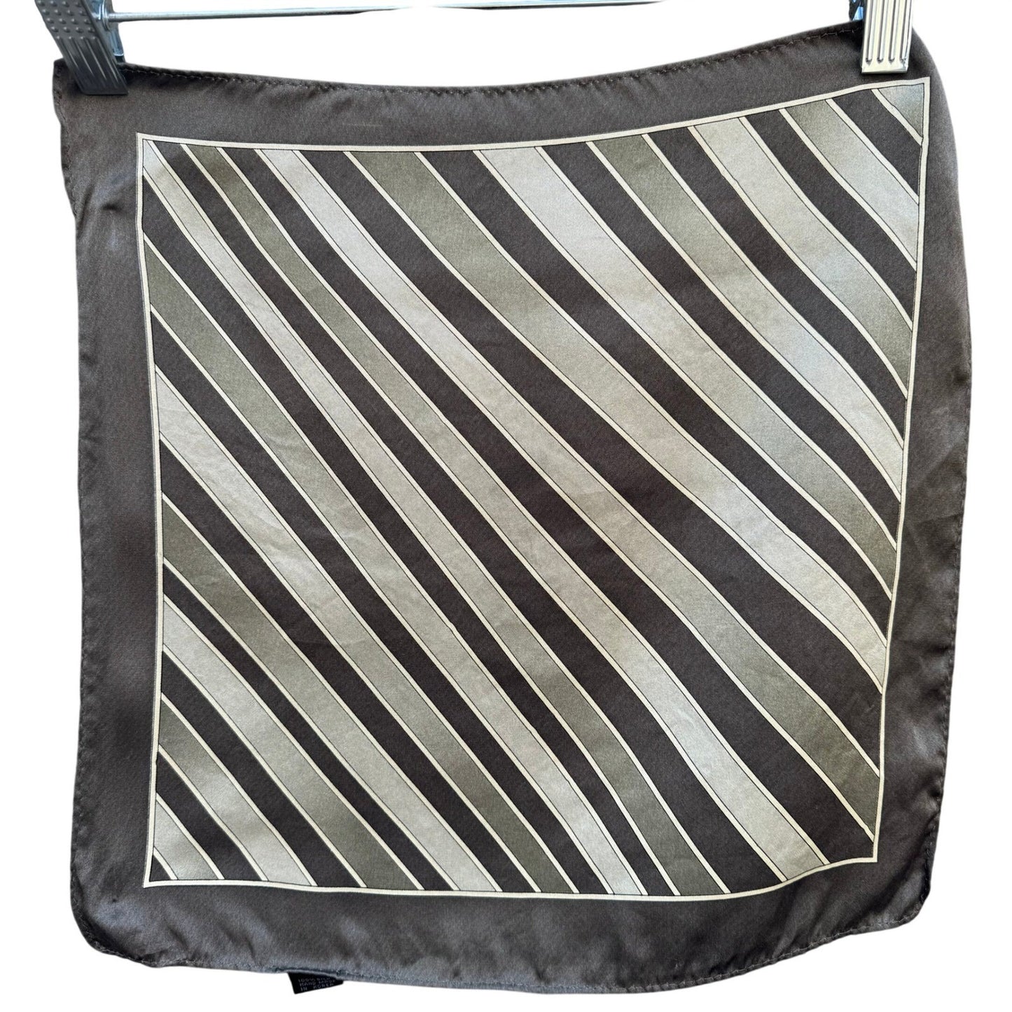 Vintage 100% Silk Pocket Square Set 2pc Grey Striped Burgundy Polka Dot Korea