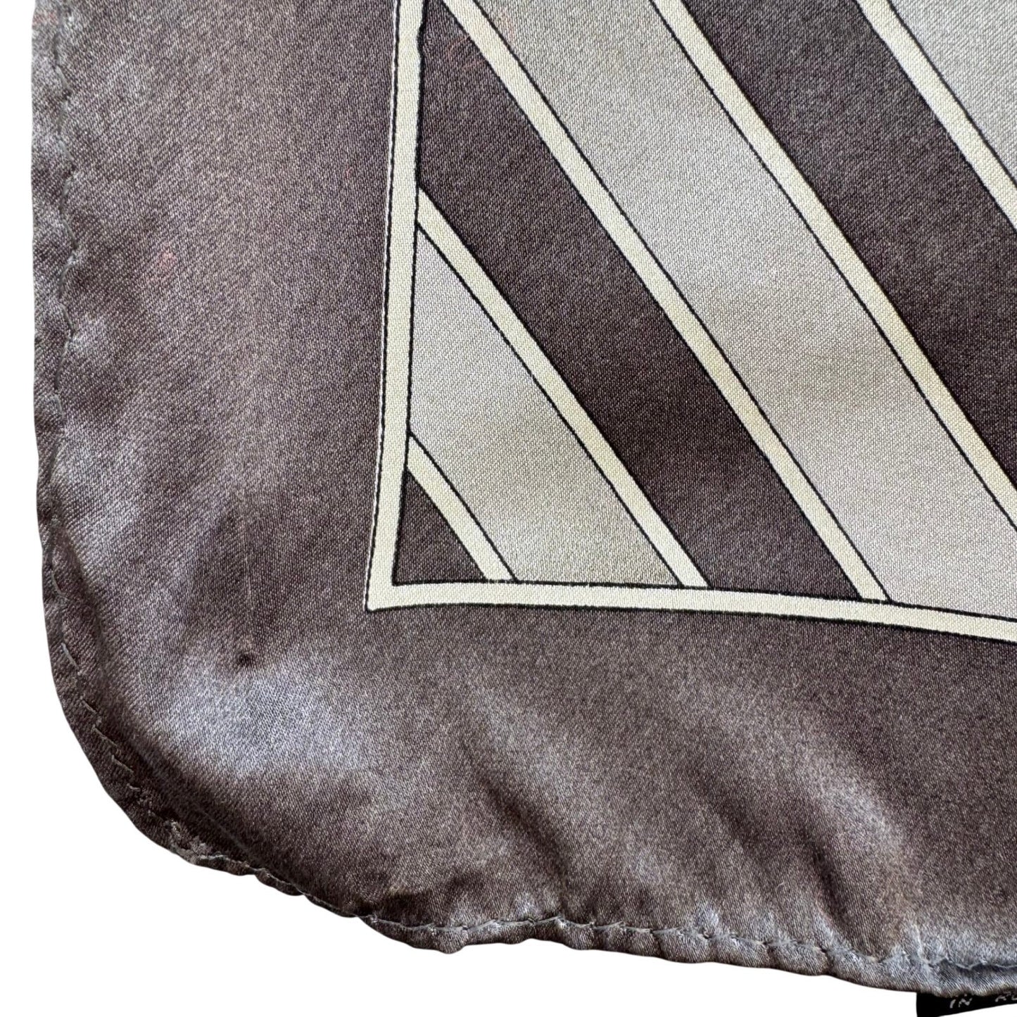 Vintage 100% Silk Pocket Square Set 2pc Grey Striped Burgundy Polka Dot Korea