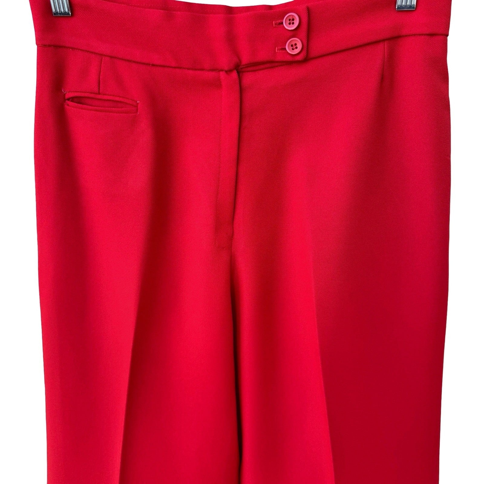 College Town Vintage 70s Red Wide Leg Cuffed Trousers High Waisted Pants Womens