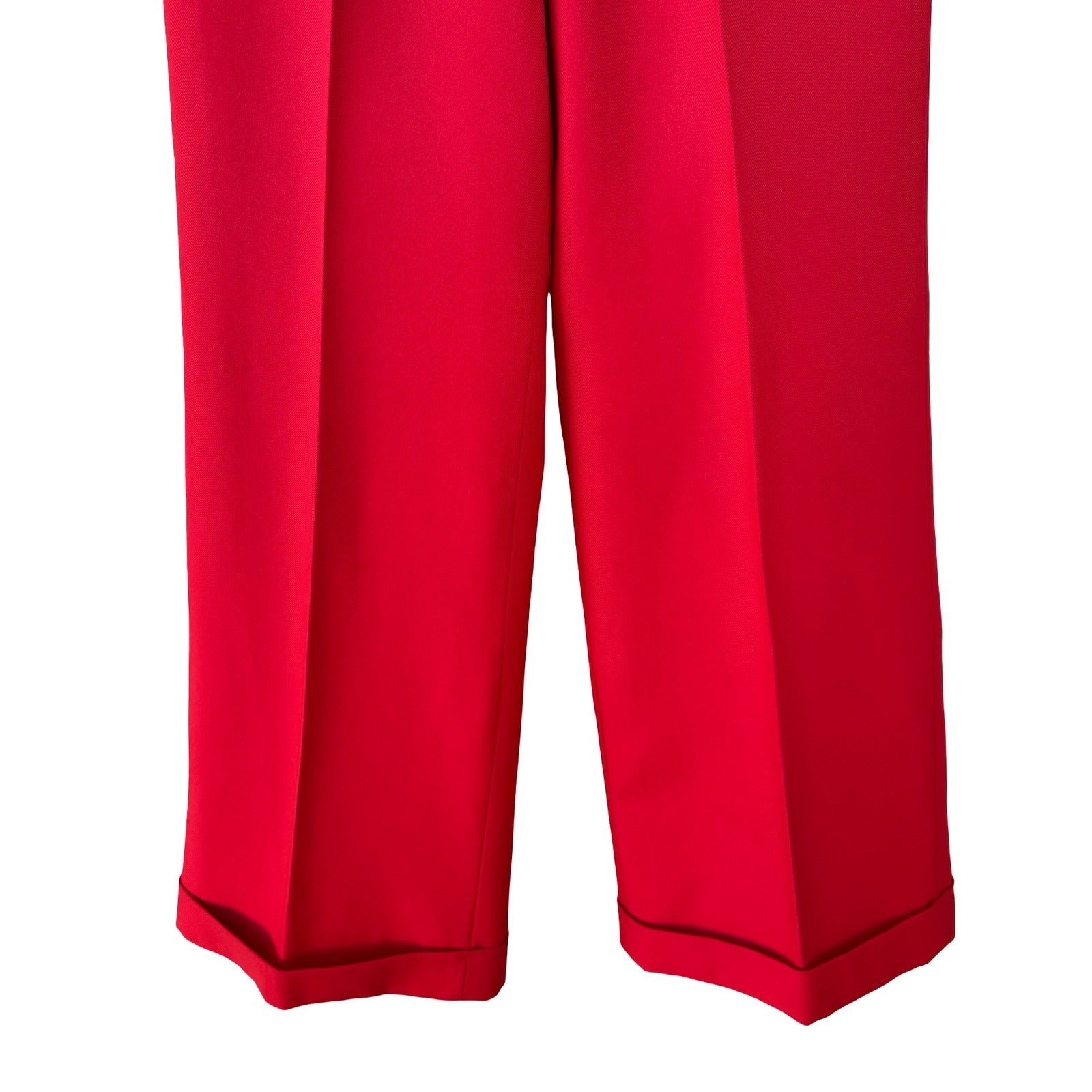College Town Vintage 70s Red Wide Leg Cuffed Trousers High Waisted Pants Womens